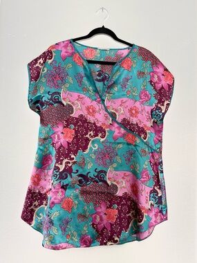 🌸 vintage asian inspired silk boxy tunic